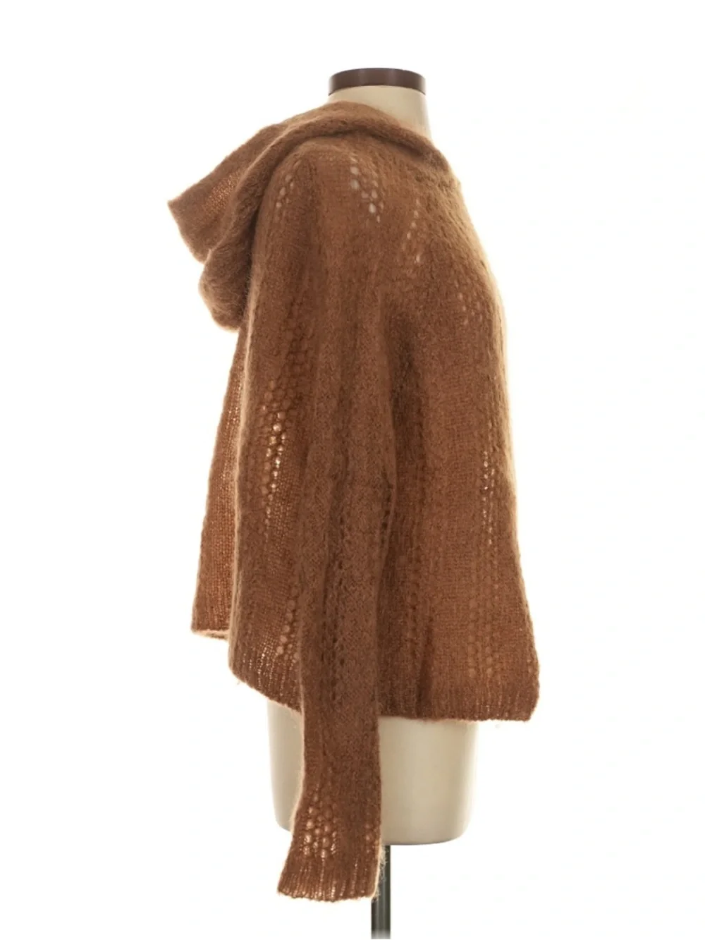 Sézane Theodore Hooded Sweater Jumper Mohair Knit Camel Tan - Picture 3 of 9